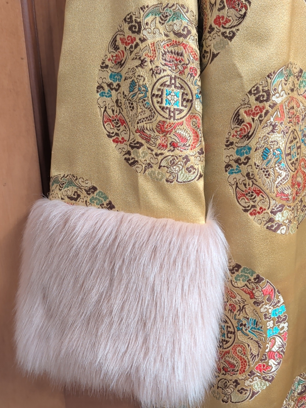 Original Nastygal Chinese Style Gold Brocade Dress Size Large - Picture 7 of 12